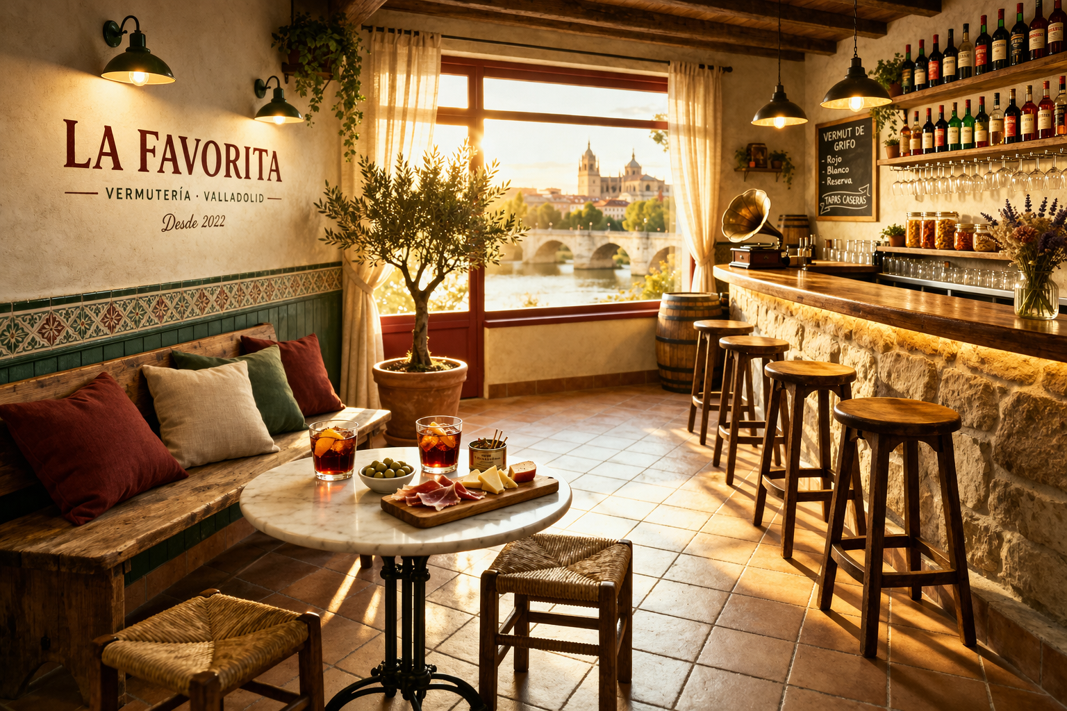 Interior acogedor de La Favorita vermutería en Valladolid